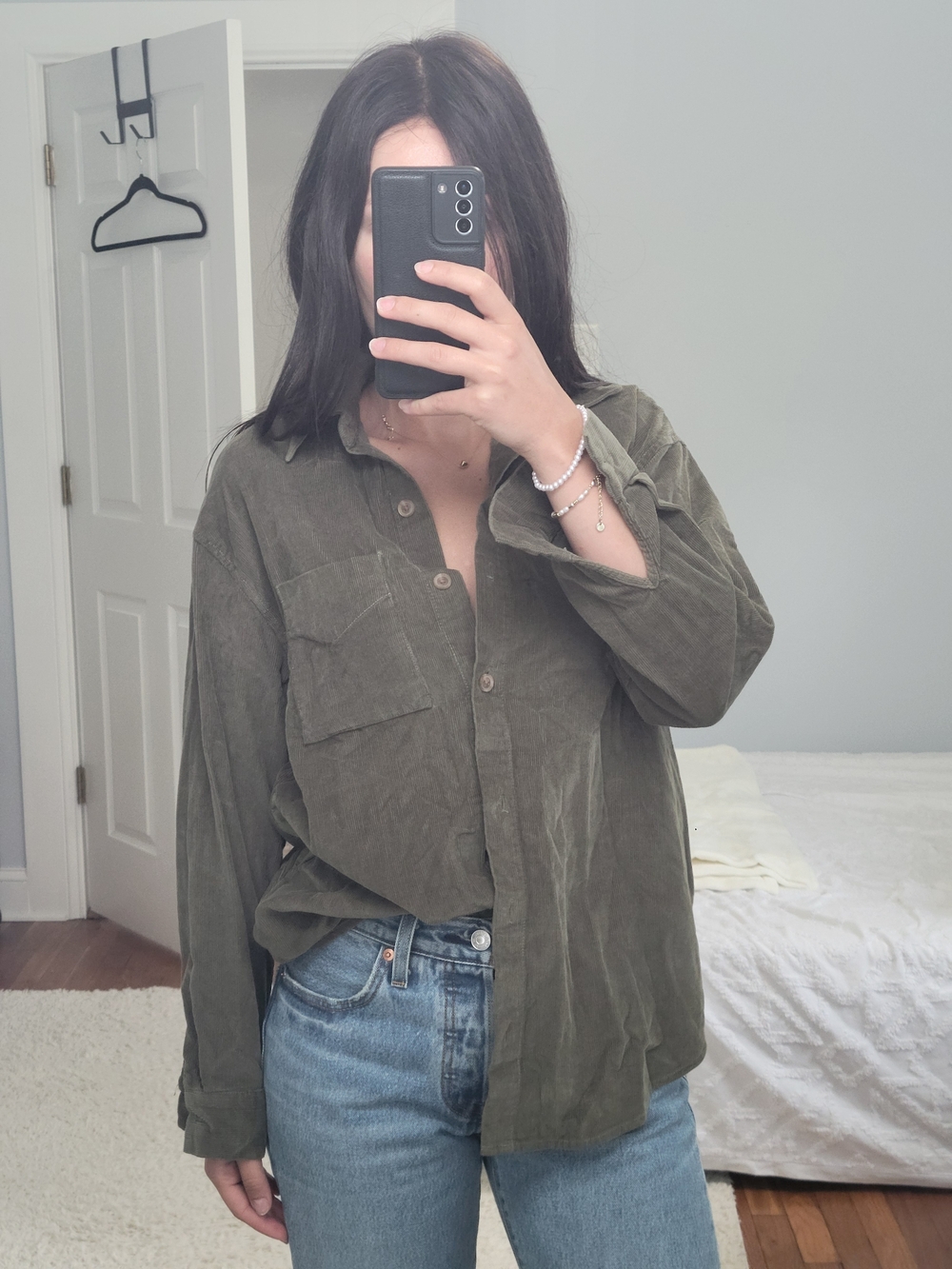 Olive Green Button-Up Shirt